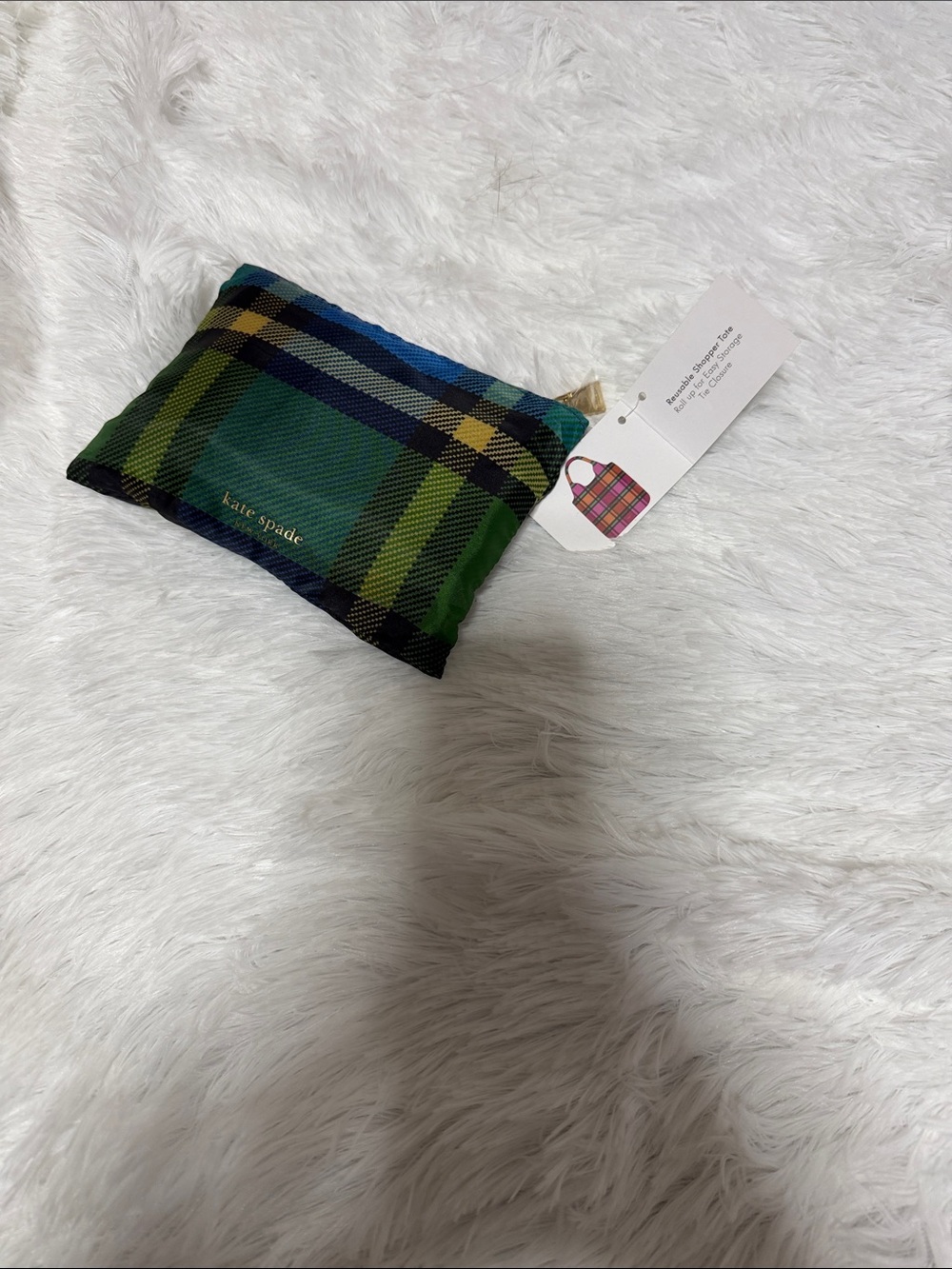 kate spade green blue yellow reusable shopper tote